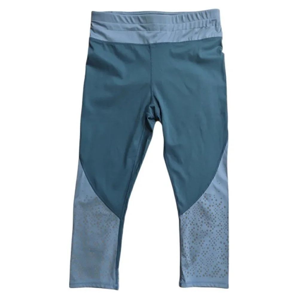 Fabletics Women's 3/4 Leggings Teal Diamond Leg Print Size S